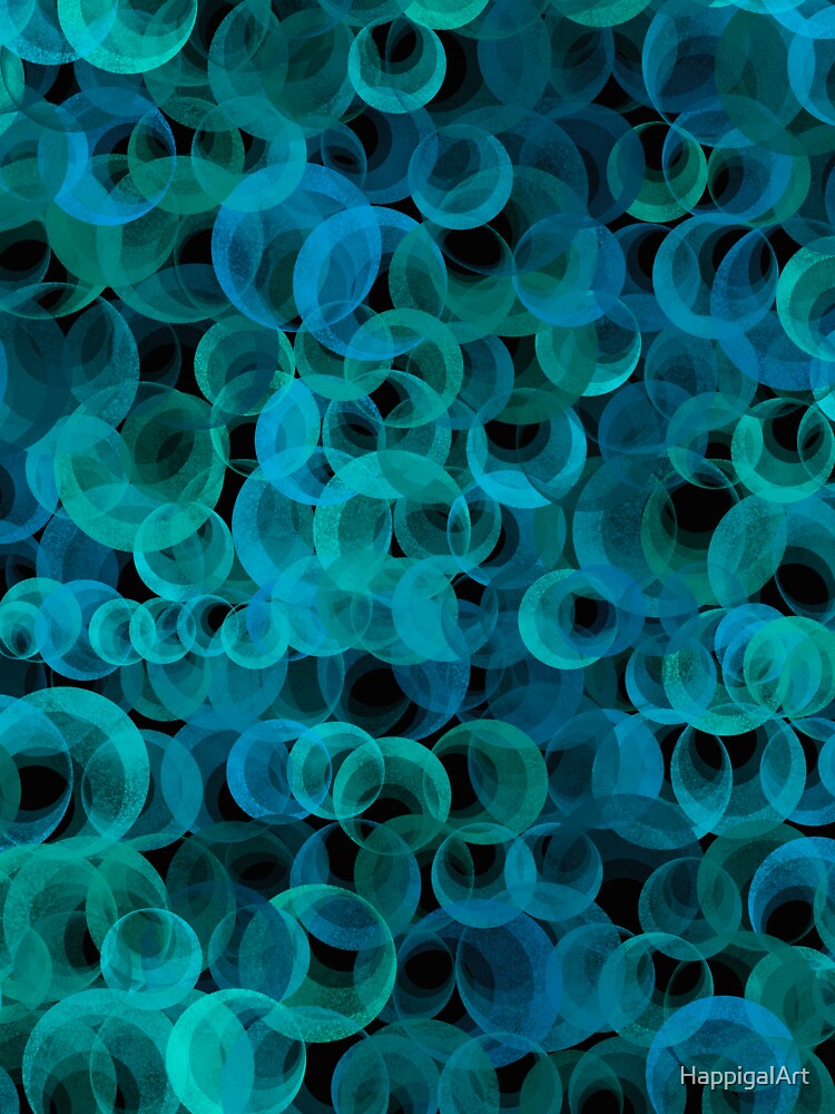 Disco Circles Blue Green by HappigalArt