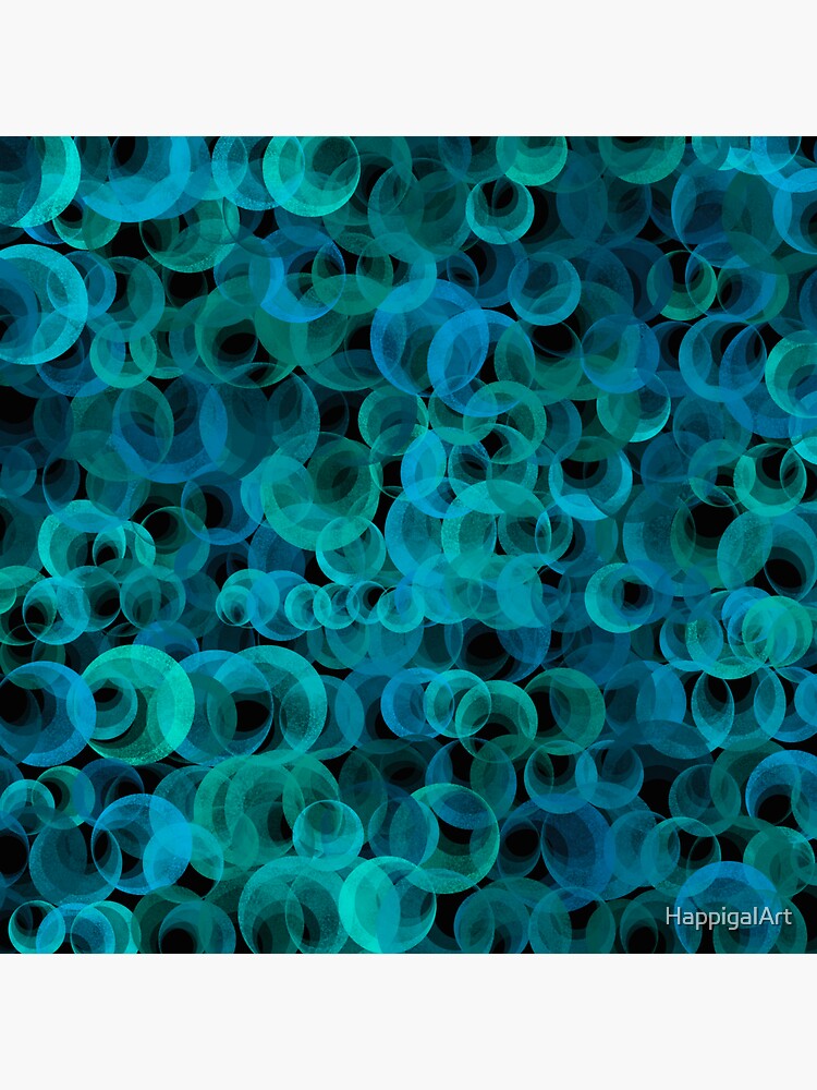 Disco Circles Blue Green by HappigalArt