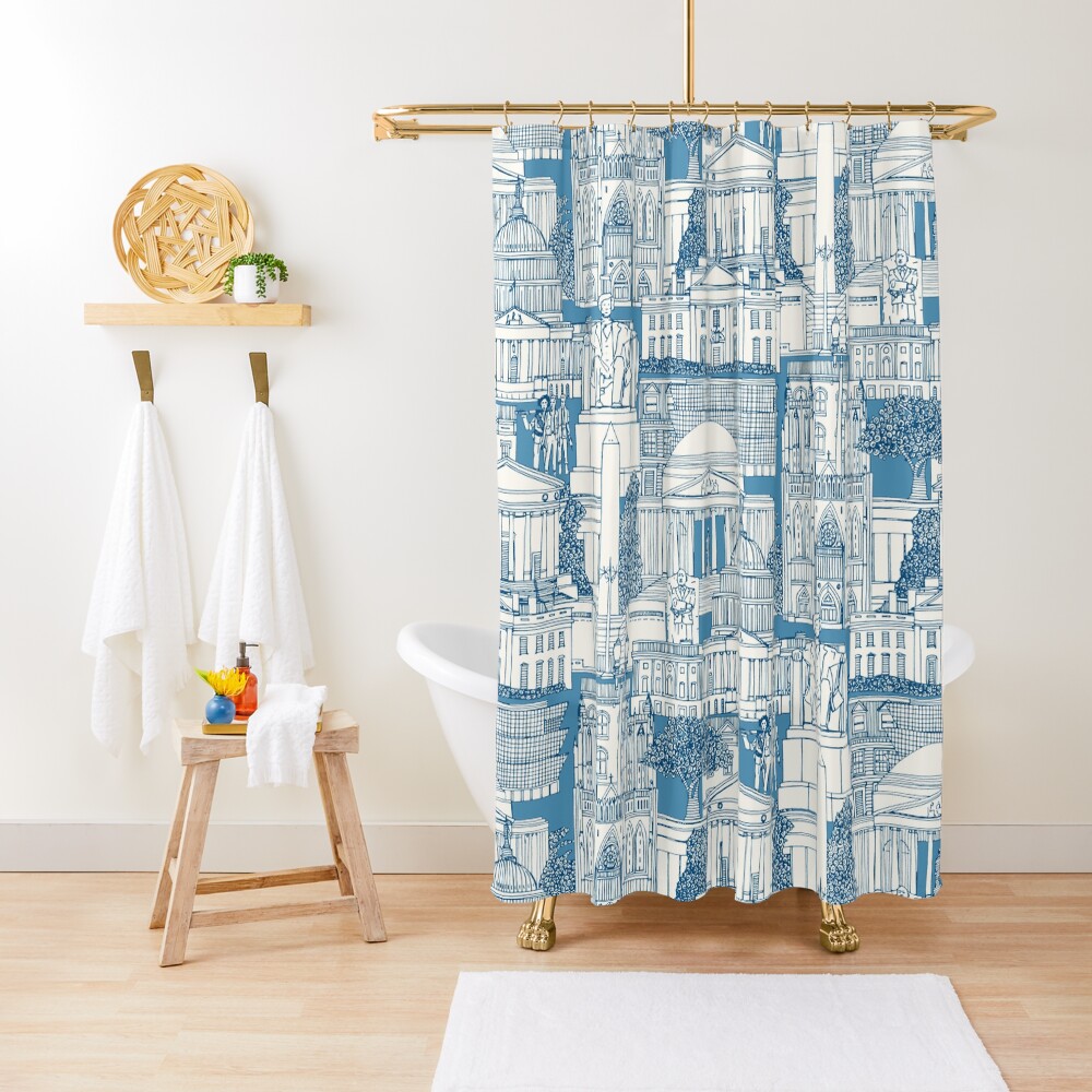 Washington DC toile blue Shower Curtain