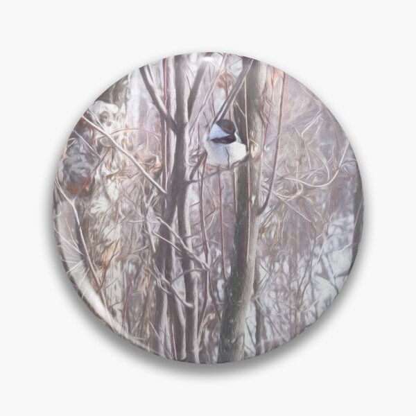 Item preview, Chickadee in the misty cold morning in the bush. designed and sold by CanadianWild418.