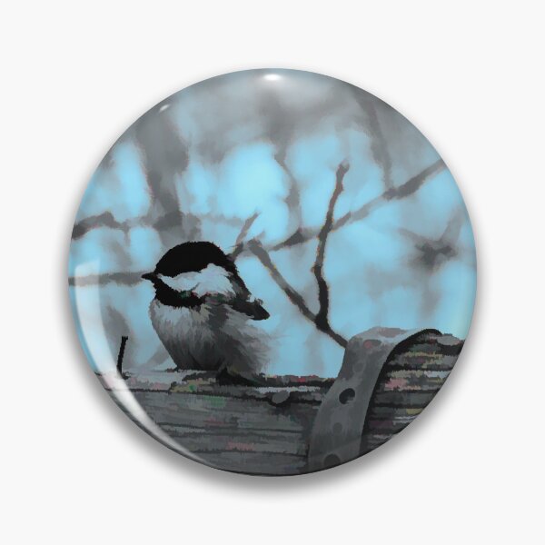 Item preview, Chickadee on the fence illustration designed and sold by CanadianWild418.