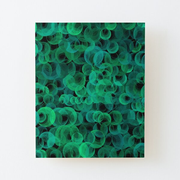Disco Circles Green Wood Mounted Print