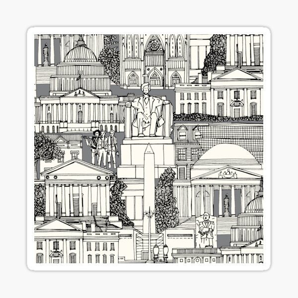Item preview, Washington DC toile gray designed and sold by scrummy.