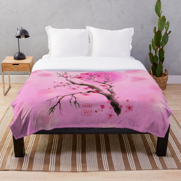 Item preview, Deep pink sakura (cherry blossoms) sumi-e designed and sold by CuisineCat.