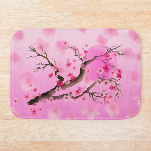 Item preview, Deep pink sakura (cherry blossoms) sumi-e designed and sold by CuisineCat.