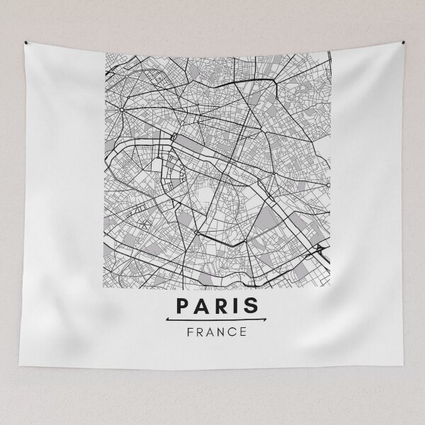 Item preview, Paris Black and White Map designed and sold by creative-boo.