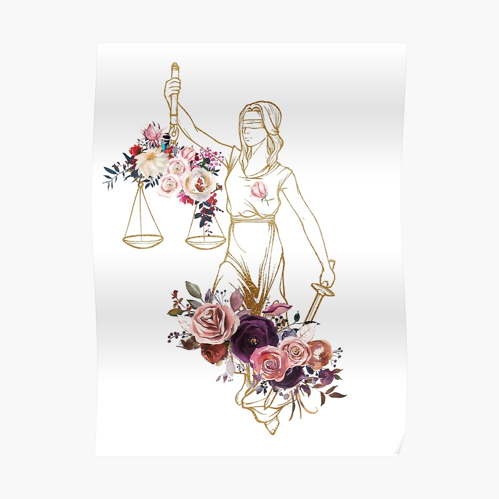 Download Lady Justice Floral Print Sticker By Lawandmedical Redbubble