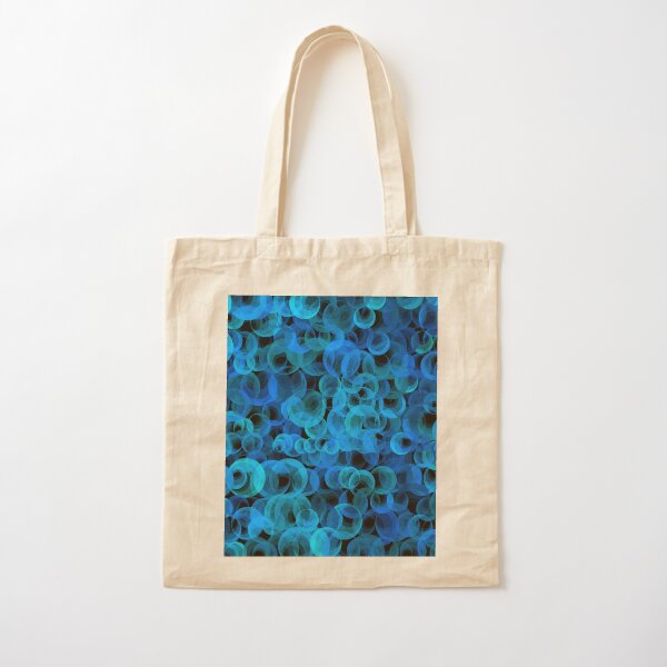 Disco Circles Blue Cotton Tote Bag
