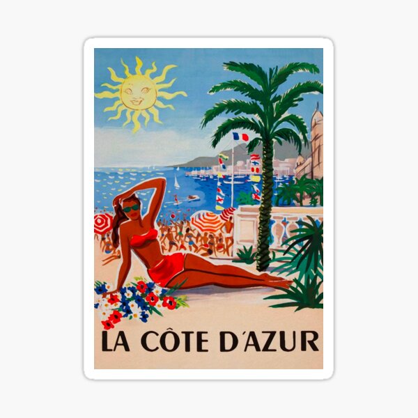 Item preview, La Cote d' Azur France Vintage Travel Poster designed and sold by vintagevivian.