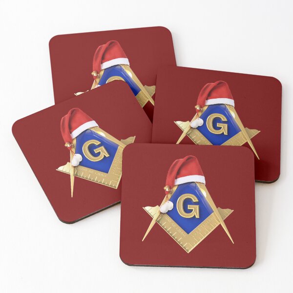 Item preview, Freemason Christmas Santa's Hat Red Holiday Square & Compass Gold Masonic designed and sold by MasterMasonMade.