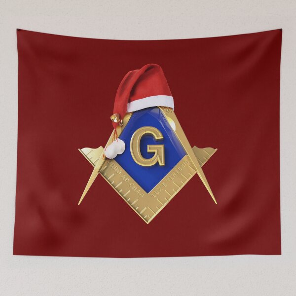 Item preview, Freemason Christmas Santa's Hat Red Holiday Square & Compass Gold Masonic designed and sold by MasterMasonMade.