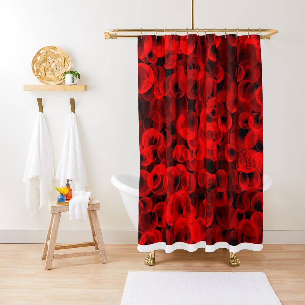 Disco Circles Red Shower Curtain