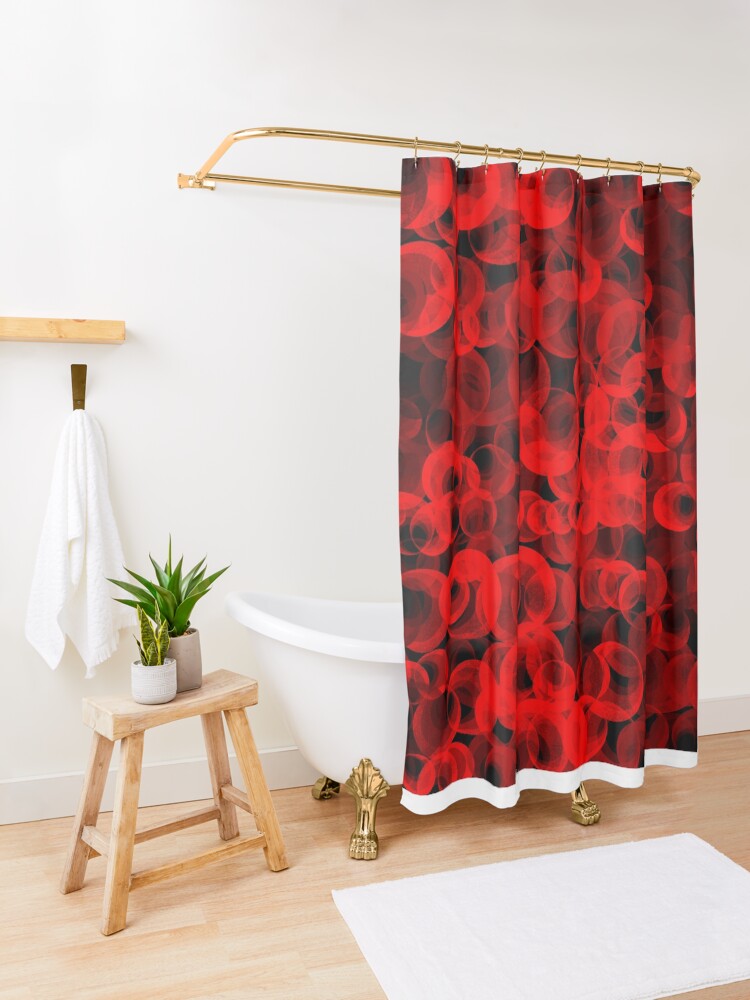 Alternate view of Disco Circles Red Shower Curtain