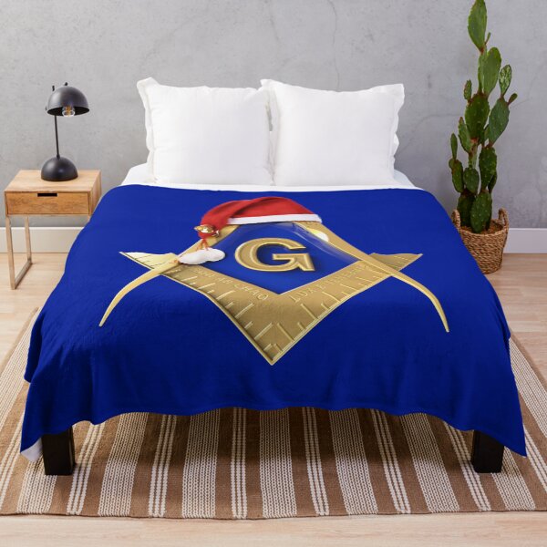 Item preview, Freemason Christmas Santa's Hat Blue Holiday Square & Compass Gold Masonic designed and sold by MasterMasonMade.