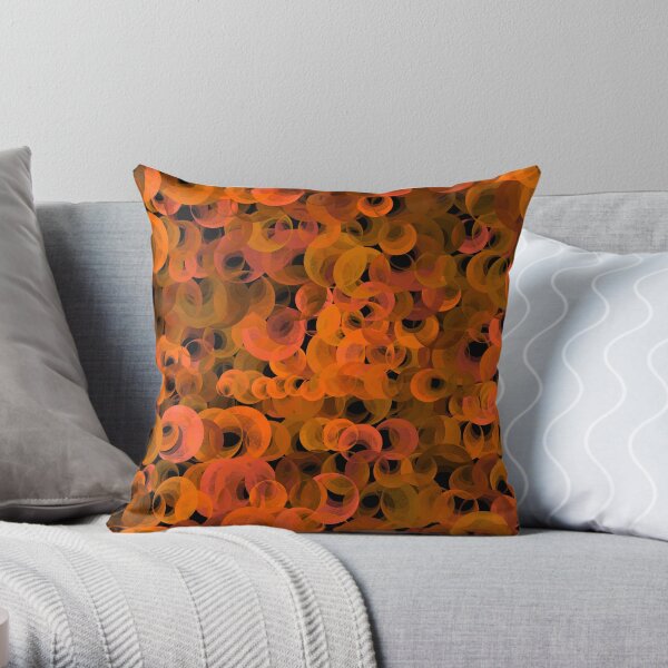 Disco Circles Orange Throw Pillow