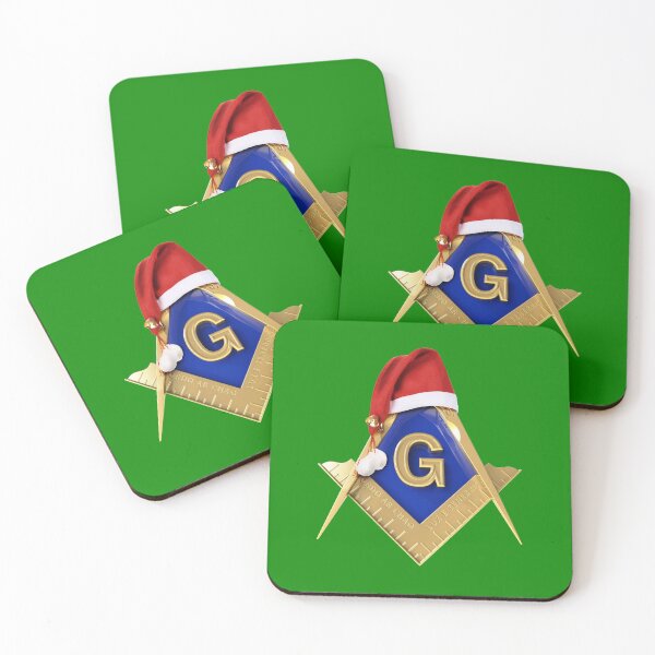 Item preview, Freemason Christmas Santa's Hat Green Holiday Square & Compass Gold Masonic designed and sold by MasterMasonMade.