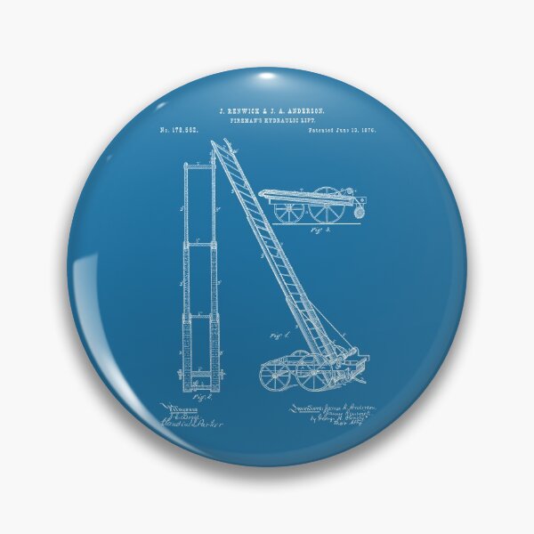 Item preview, Fireman's hydraulic lift 1876 patent white designed and sold by InkedArtPrints.