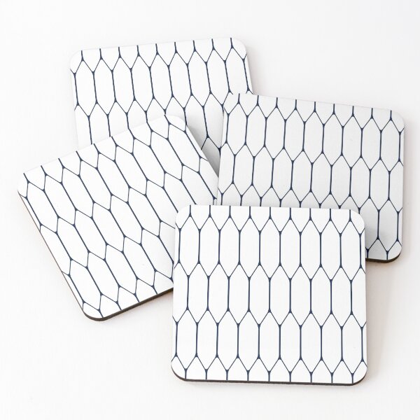 Item preview, Long Honeycomb Minimalist Geometric Pattern in White and Nautical Navy Blue designed and sold by kierkegaard.