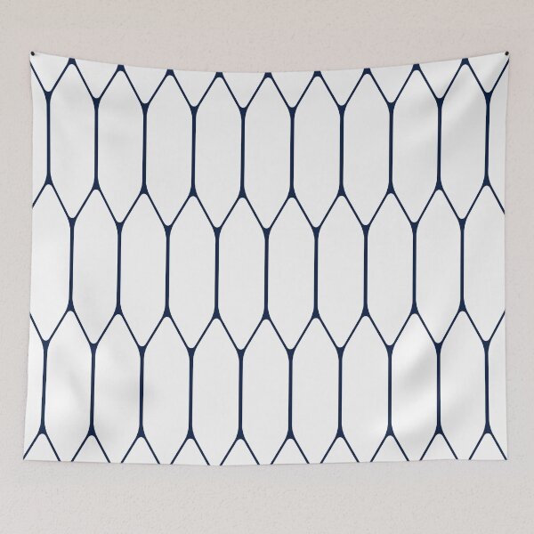 Item preview, Long Honeycomb Minimalist Geometric Pattern in White and Nautical Navy Blue designed and sold by kierkegaard.