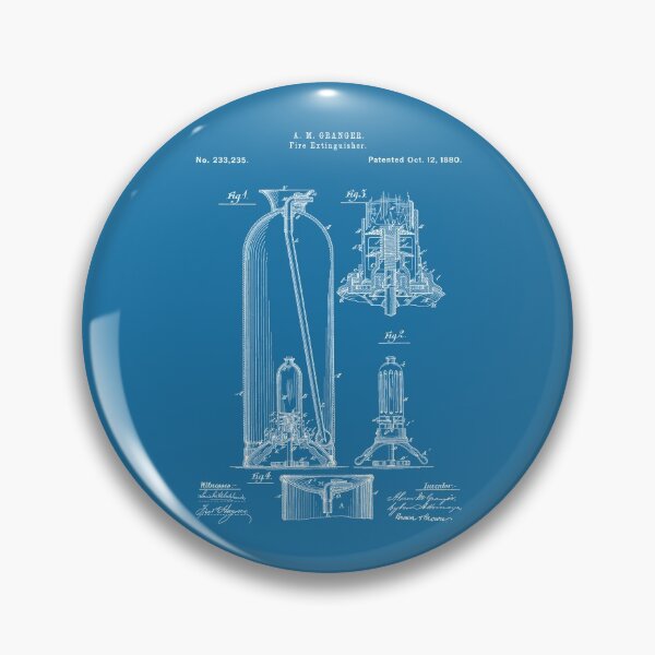 Item preview, Fire extinguisher 1880 patent white designed and sold by InkedArtPrints.