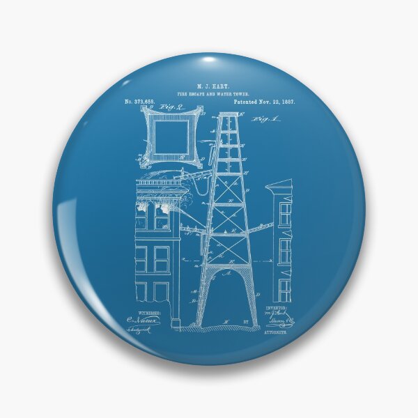 Item preview, Fire escape 1887 patent white designed and sold by InkedArtPrints.