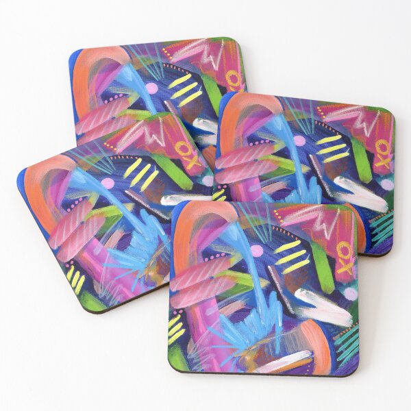Item preview, Interaction 1 - Colorful Abstract Acrylic, Oil pastels and POSCA  by Linda Sholberg designed and sold by Linda Sholberg.