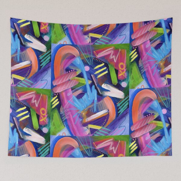 Item preview, Interaction 1 - Colorful Abstract Acrylic, Oil pastels and POSCA  by Linda Sholberg designed and sold by Linda Sholberg.