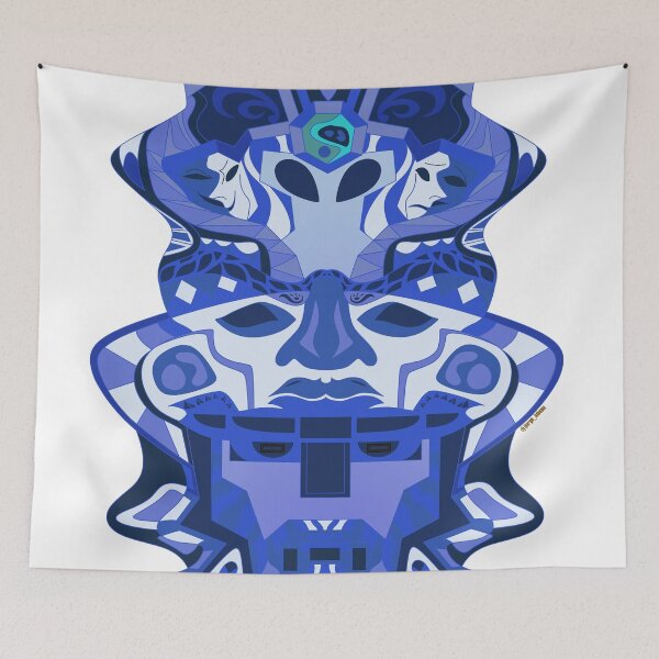 Item preview, alien olmec head in blue ecopop designed and sold by jorgelebeau.