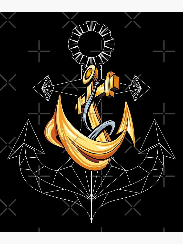 "Anchors Away Geometric Style Cool Tattoo Design " Photographic Print