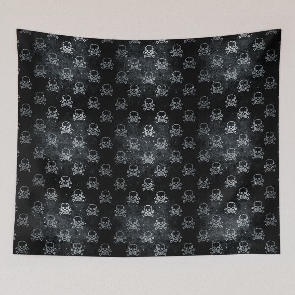 Item preview, Pattern Halloween Silver Skull Squelette Black Background Pirate designed and sold by Jolly-Yosei.