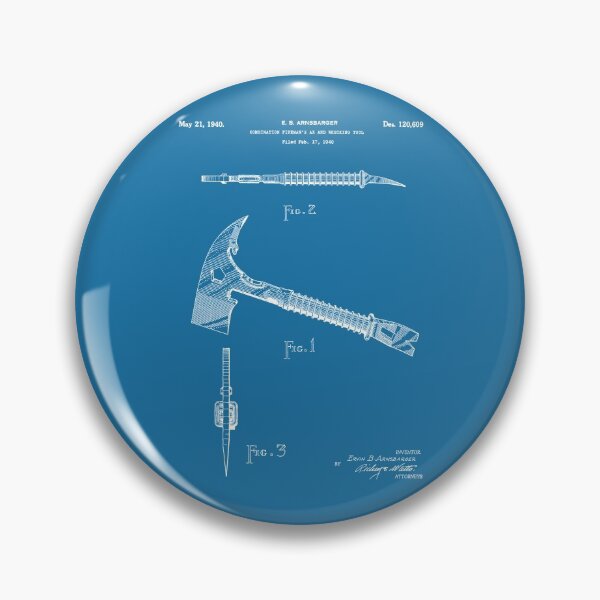 Item preview, Fireman's Ax 1939 patent white designed and sold by InkedArtPrints.