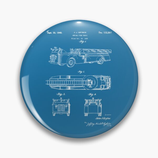 Item preview, Aerial fire truck 1940 patent white designed and sold by InkedArtPrints.