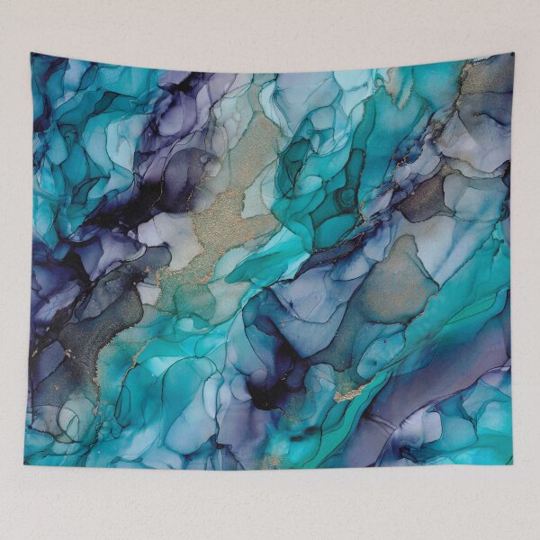 Item preview, Turquoise, Gold and Purple Abstract: Original Alcohol Ink Painting similar to watercolor designed and sold by herzart.
