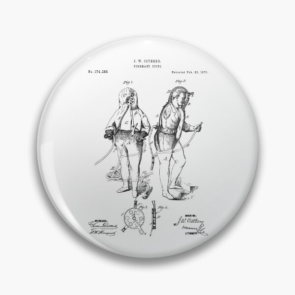 Item preview, Firemen’s suit 1876 patent designed and sold by InkedArtPrints.