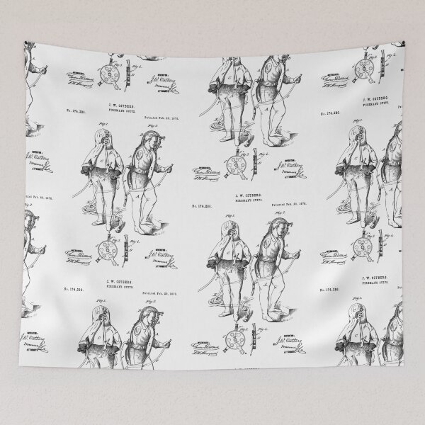 Item preview, Firemen’s suit 1876 patent designed and sold by InkedArtPrints.