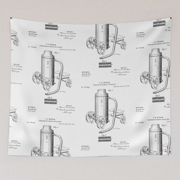 Item preview, Fire extinguishing apparatus 1876 patent designed and sold by InkedArtPrints.