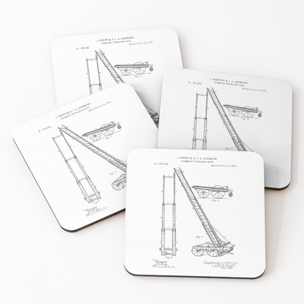 Item preview, Fireman's hydraulic lift 1876 patent designed and sold by InkedArtPrints.