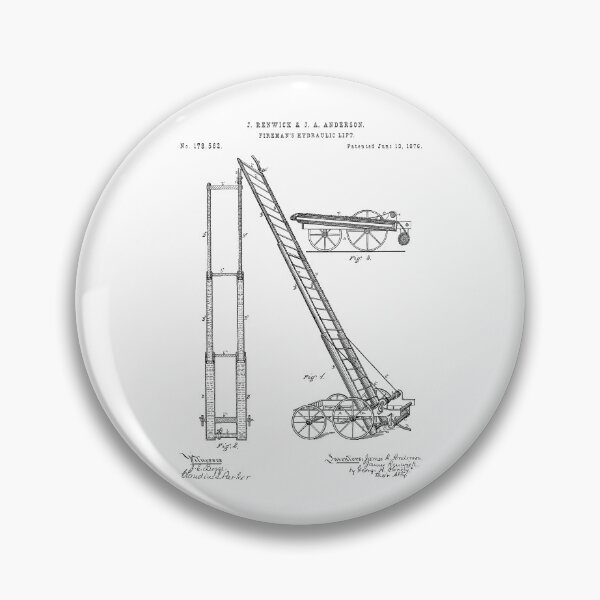 Item preview, Fireman's hydraulic lift 1876 patent designed and sold by InkedArtPrints.