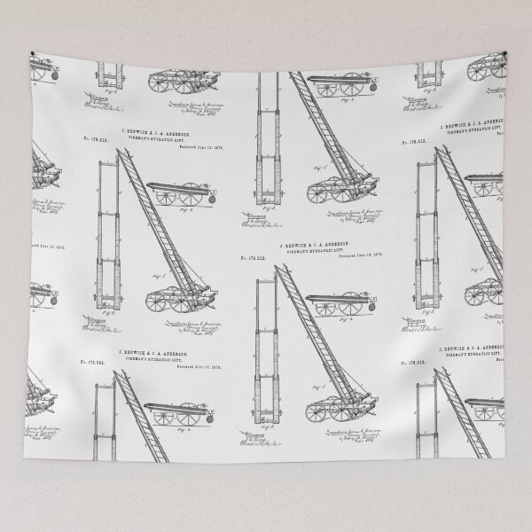 Item preview, Fireman's hydraulic lift 1876 patent designed and sold by InkedArtPrints.