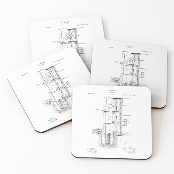 Item preview, Fire escape 1888 patent designed and sold by InkedArtPrints.