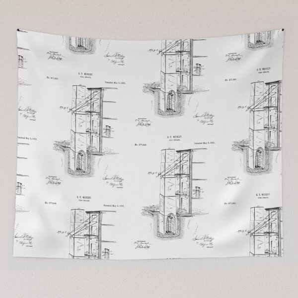 Item preview, Fire escape 1888 patent designed and sold by InkedArtPrints.