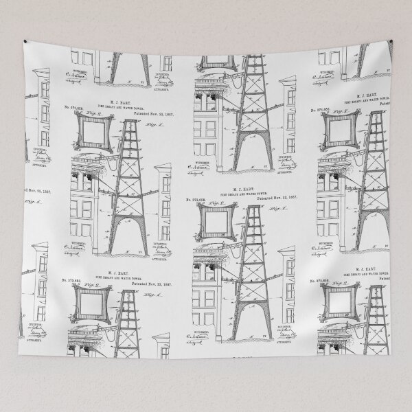 Item preview, Fire escape 1887 patent designed and sold by InkedArtPrints.