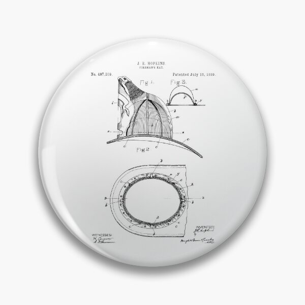 Item preview, Fireman’s Hat 1889 patent designed and sold by InkedArtPrints.