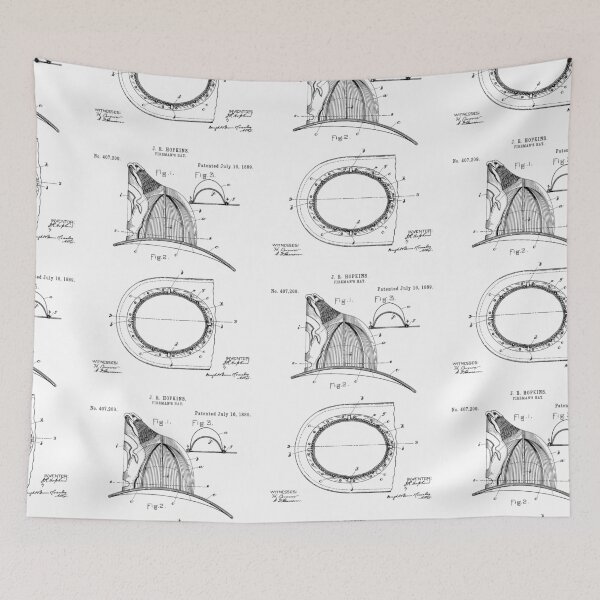 Item preview, Fireman’s Hat 1889 patent designed and sold by InkedArtPrints.