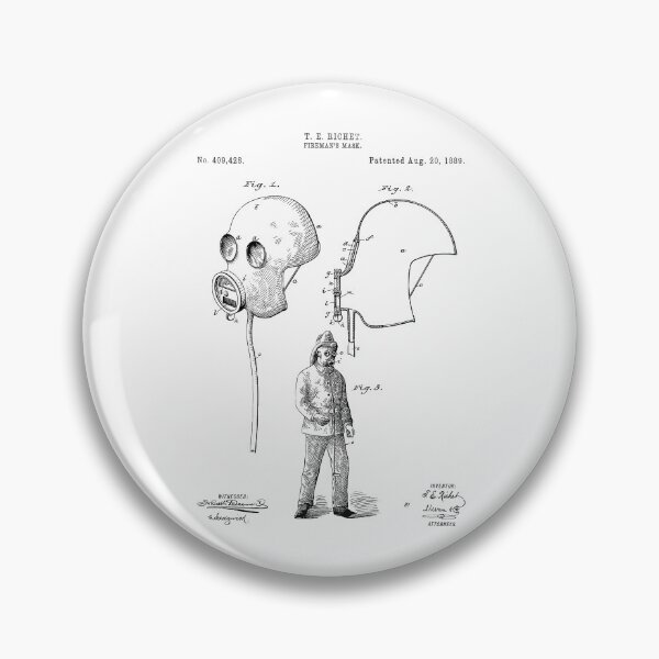 Item preview, Fireman’s Mask 1889 patent designed and sold by InkedArtPrints.