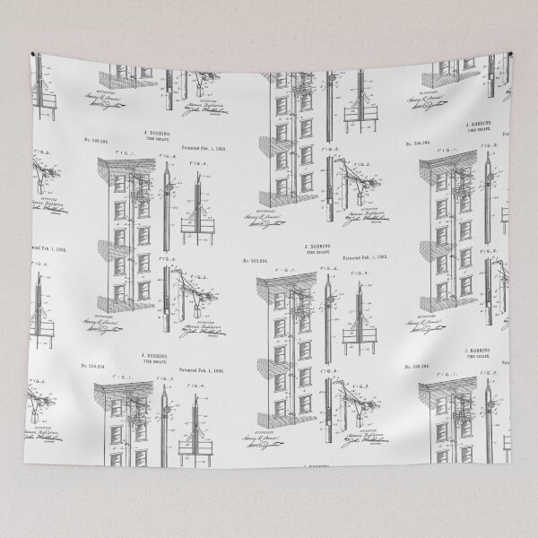 Item preview, Fire escape 1898 patent designed and sold by InkedArtPrints.