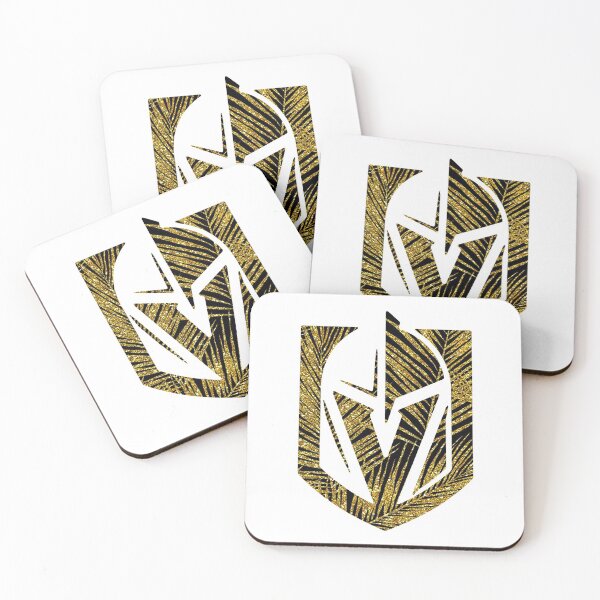 Item preview, Gold and Black - Metallic - Leaves - Tropical Print - Vegas - Face Mask - Goalie Helmet designed and sold by VegasKnights.