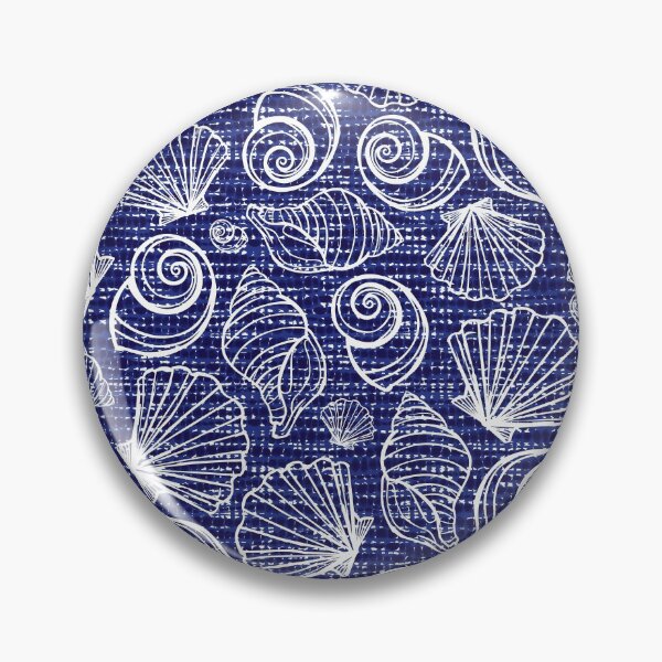 Item preview, Shibori blue canvas sea shells seamless pattern designed and sold by jamiesoondesign.