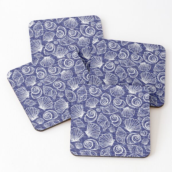 Item preview, Shibori blue canvas sea shells seamless pattern designed and sold by jamiesoondesign.