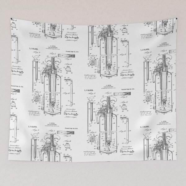 Item preview, Fire extinguisher 1914 patent designed and sold by InkedArtPrints.
